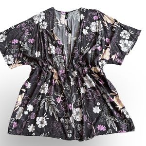 ADORE ME floral pattern dressing robe beach cover up Size 1X